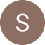 White letter S on a solid brown circular background with black edges.