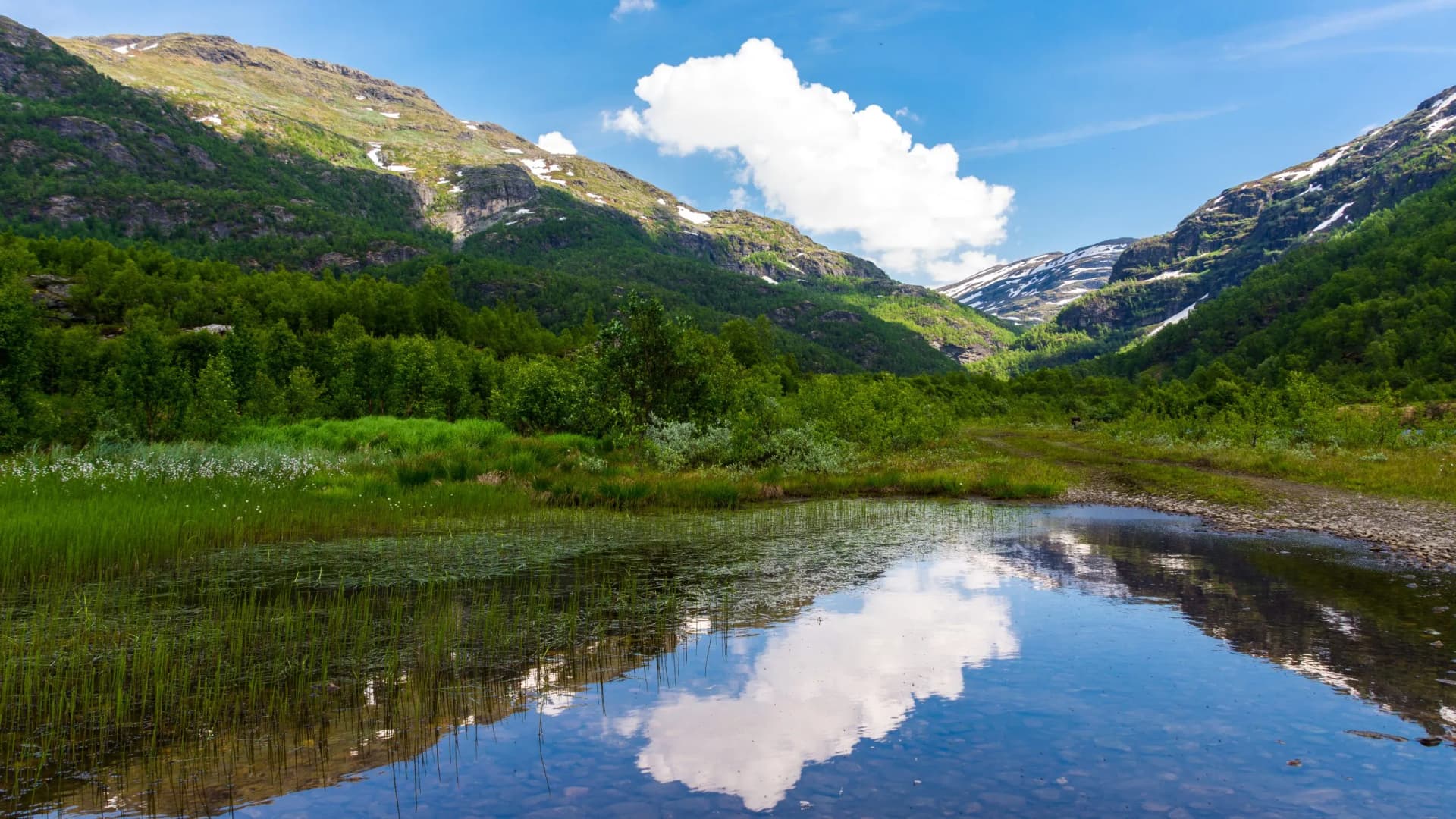 the mountains and lakes of Norway near Osterbo