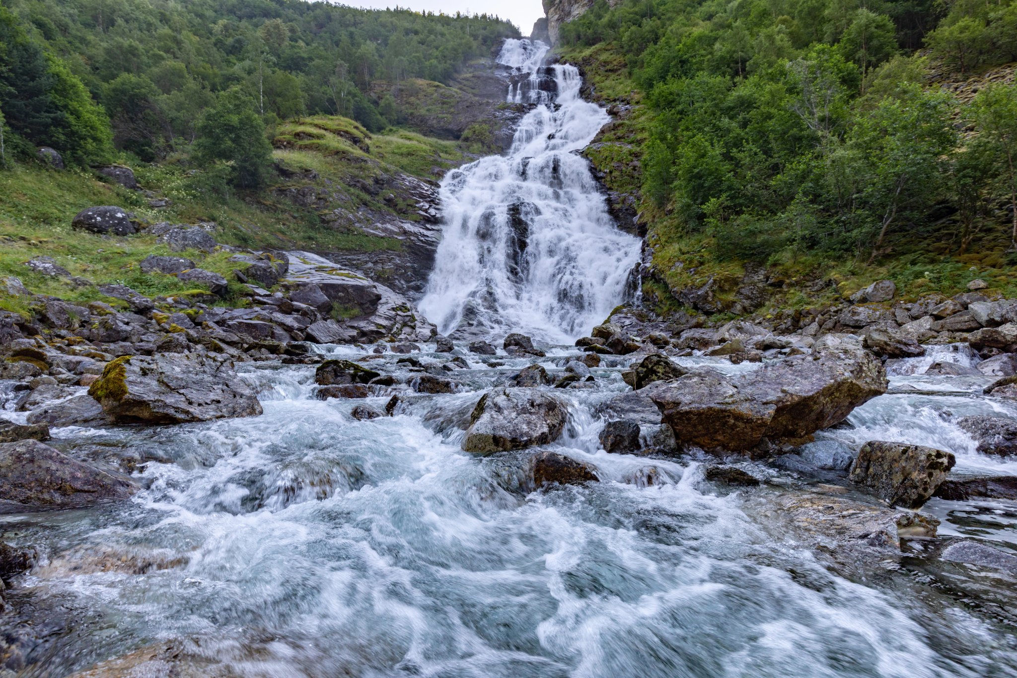 Hjellefossen one of the major waterfalls in Utladalen Valley, in Norway.