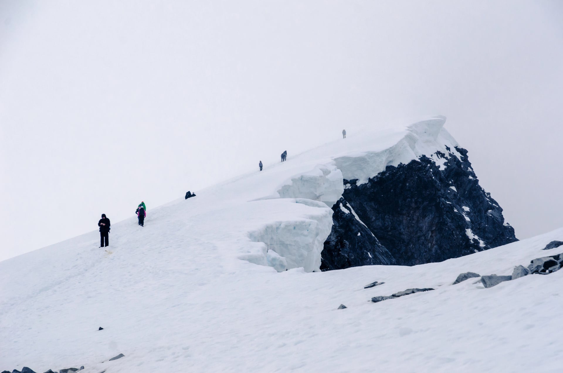 Summer hiking on the top of the mountain Glittertind