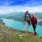 Backpackers at Besseggen ridge at Jotunheimen national park